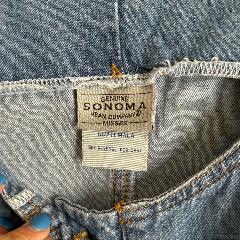 Vintage Y2K Sonoma Light Blue Denim Jumper Dress Button Down Front Pockets Large - Picture 5 of 6